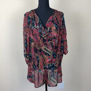 Lane Bryant women’s 16 sheer paisley babydoll top
